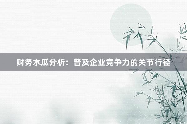 财务水瓜分析：普及企业竞争力的关节行径
